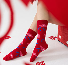新年红袜棉袜