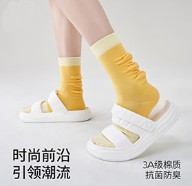 中筒袜褶皱风时尚女式轻运动袜YW0960